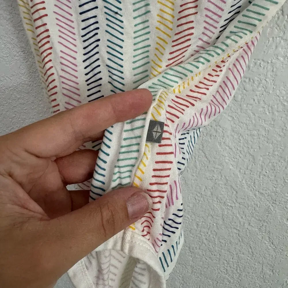 Kyte Baby Round Neck Short Sleeve Bodysuit Striped Rainbow Herringbone 18-24M